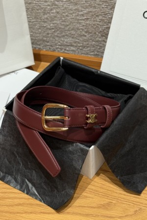 셀린느(Celine) 신상 양면 카프스킨 글로시 브라스 벨트