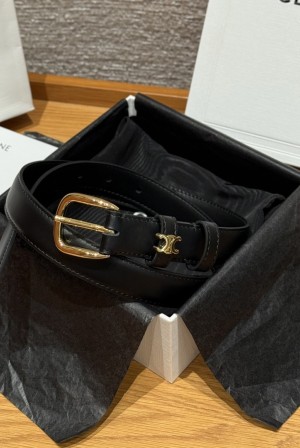 셀린느(Celine) 신상 양면 카프스킨 글로시 브라스 벨트