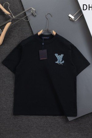 루이비통(LV) 워싱 데님 패치 & 레이저 번아웃 티셔츠 의류