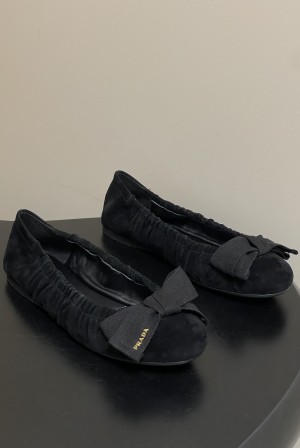 프라다(Prada) 프렌치 빅 리본 발레리나 플랫 슈즈 로퍼 단화 신발