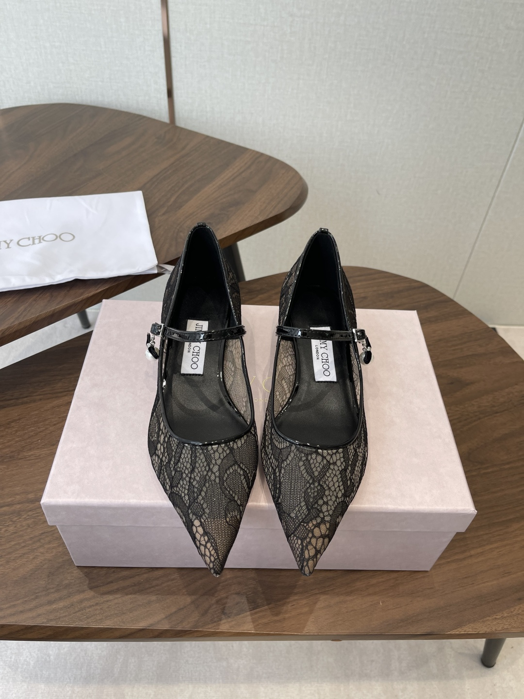 지미추(JIMMYCHOO) 진주 드롭 메리제인 플랫 슈즈 구두 신발