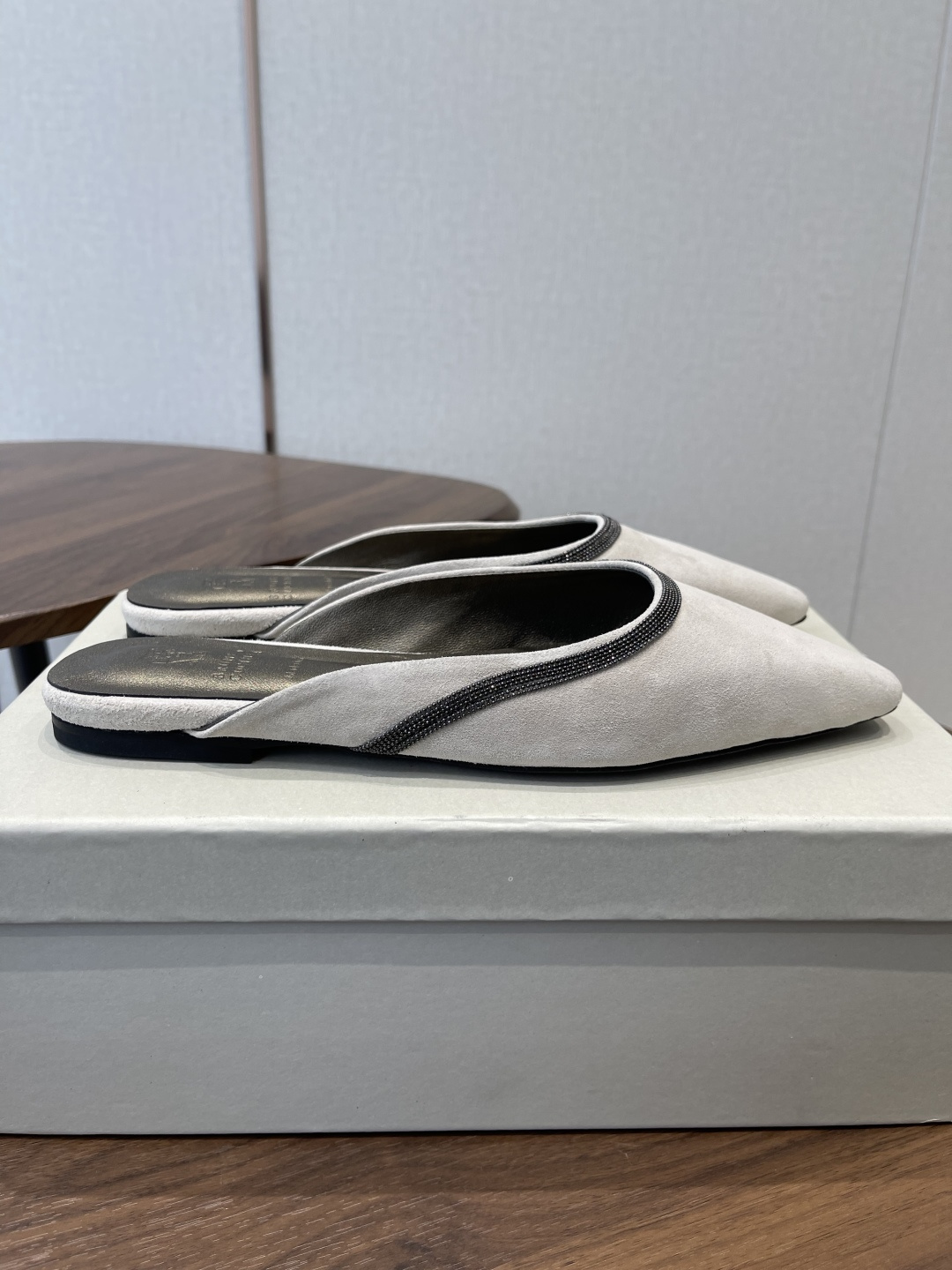 Brunello Cucinelli BC 브루넬로 쿠치넬리 체인 스퀘어토 뮬 슬리퍼 신발