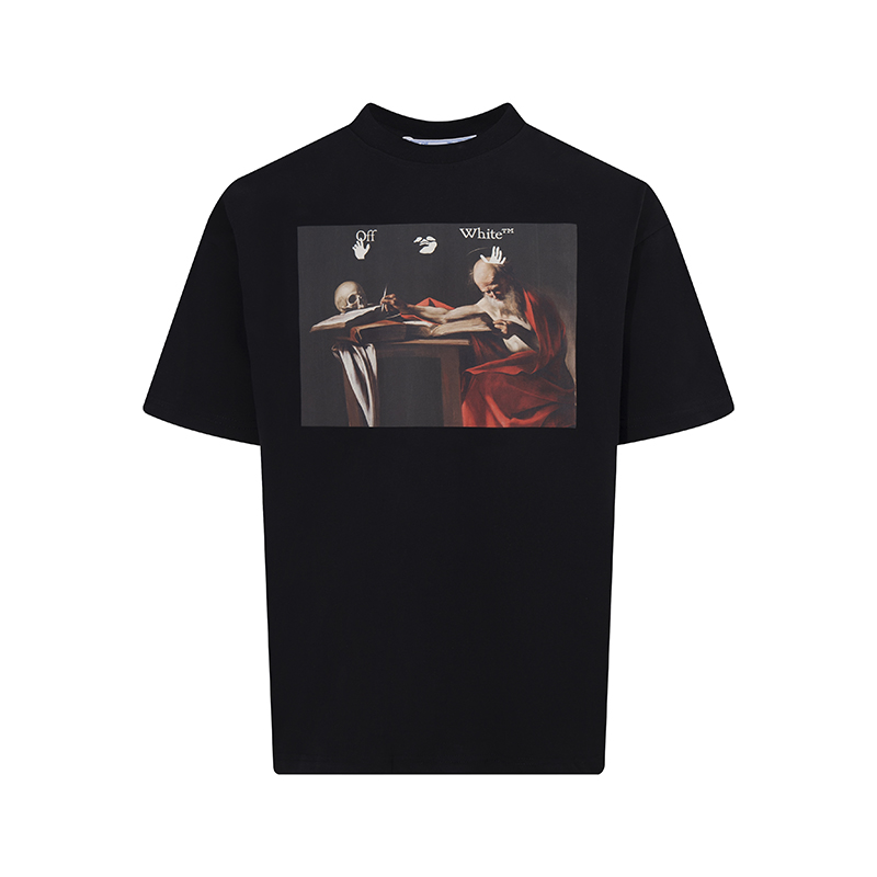 오프화이트(OFF-WHITE) 스컬 오일 페인팅 반팔 티셔츠 의류