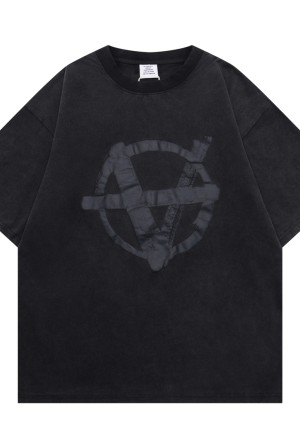 베트멍(VETEMENTS) 그래픽 프린트 워싱 반팔 티셔츠 의류