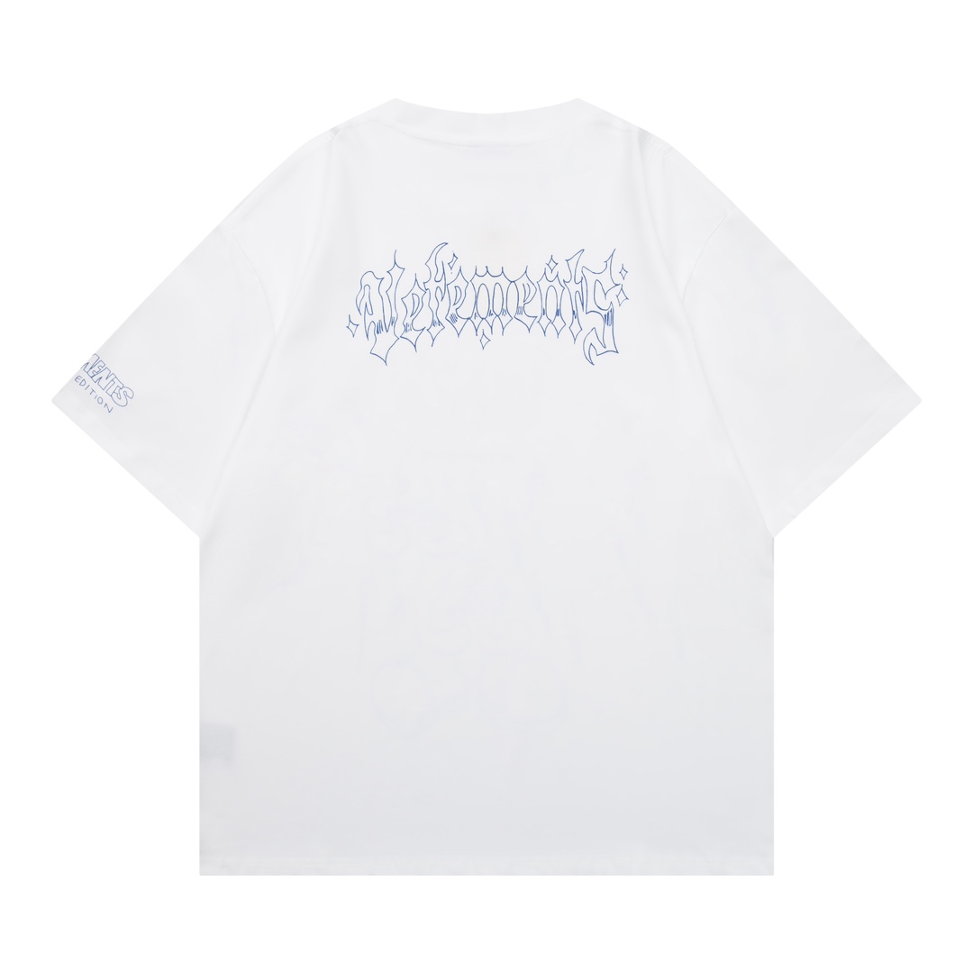 베트멍(VETEMENTS) 카툰 핸드드로잉 그래픽 반팔 티셔츠 의류