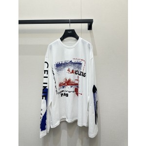 셀린느(Celine) 그래피티 로고 긴팔 티셔츠 의류