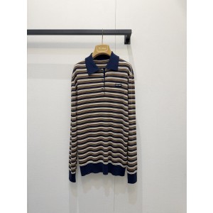 미우미우(MiuMiu) 스트라이프 로고 카라 티셔츠 의류