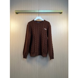 루이비통(LV) 레터링 배지 가죽 패치 케이블 니트 스웨터 의류