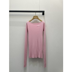 미우미우(MIU MIU) 실크 니트 롱슬리브 탑 의류