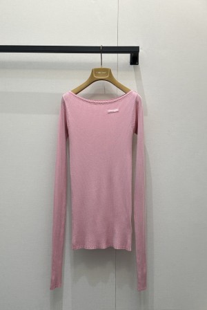 미우미우(MIU MIU) 실크 니트 롱슬리브 탑 의류