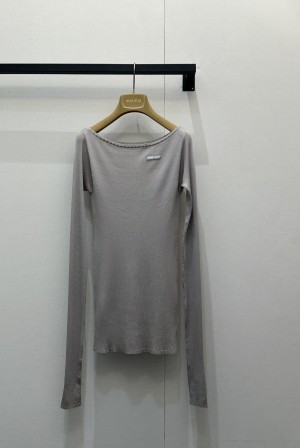 미우미우(MIU MIU) 실크 니트 롱슬리브 탑 의류