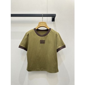 미우미우(MIU MIU) 크롭 반팔 티셔츠 의류