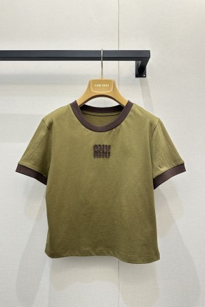 미우미우(MIU MIU) 크롭 반팔 티셔츠 의류