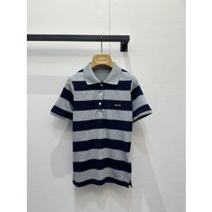 미우미우(MIU MIU) 스트라이프 폴로 반팔 티셔츠 의류