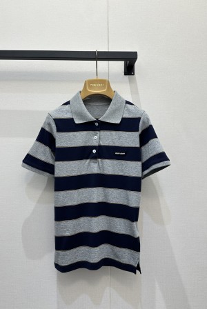 미우미우(MIU MIU) 스트라이프 폴로 반팔 티셔츠 의류