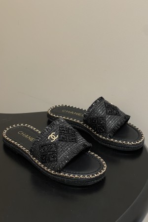 샤넬(CHANEL) 진주 크리스탈 체인 샌들 슬리퍼 신발