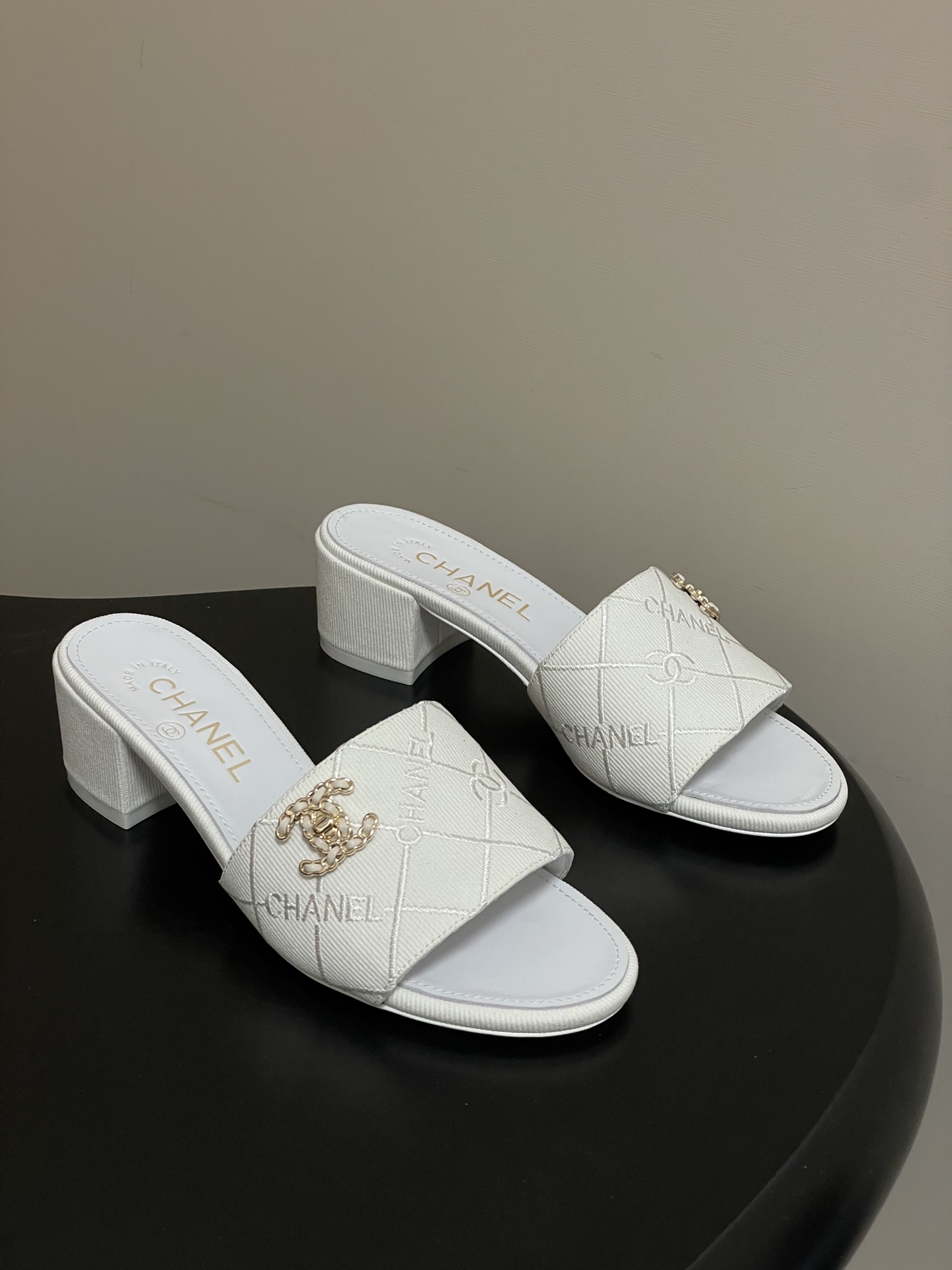 샤넬(CHANEL) 데님 힐 슬리퍼 신발