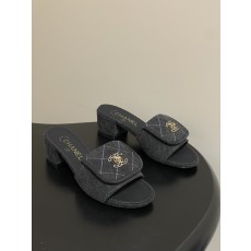 샤넬(Chanel) 데님 퀼팅 더블C 체인 슬리퍼 샌들 신발 5cm