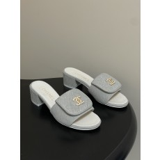 샤넬(Chanel) 데님 퀼팅 더블C 체인 슬리퍼 샌들 신발 5cm