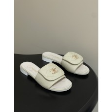 샤넬(Chanel) 데님 퀼팅 더블C 체인 슬리퍼 샌들 신발 플랫