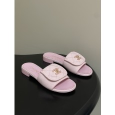 샤넬(Chanel) 데님 퀼팅 더블C 체인 슬리퍼 샌들 신발 플랫