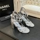 샤넬(Chanel) 클래식 카멜리아 진주 스트랩 굽 샌들 신발