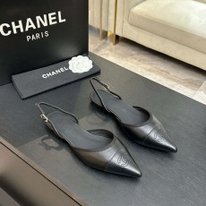 Chanel 샤넬 클래식 배색 포인트 토 플랫 슈즈 신발