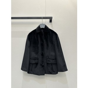 PRADA 프라다 클래식 카라 실크 벨벳 롱 자켓 재킷 의류
