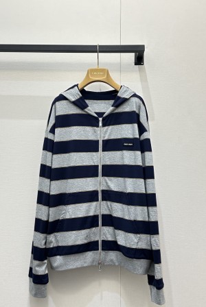 miumiu 미우미우 로고 스트라이프 후드 집업 자켓 재킷 의류