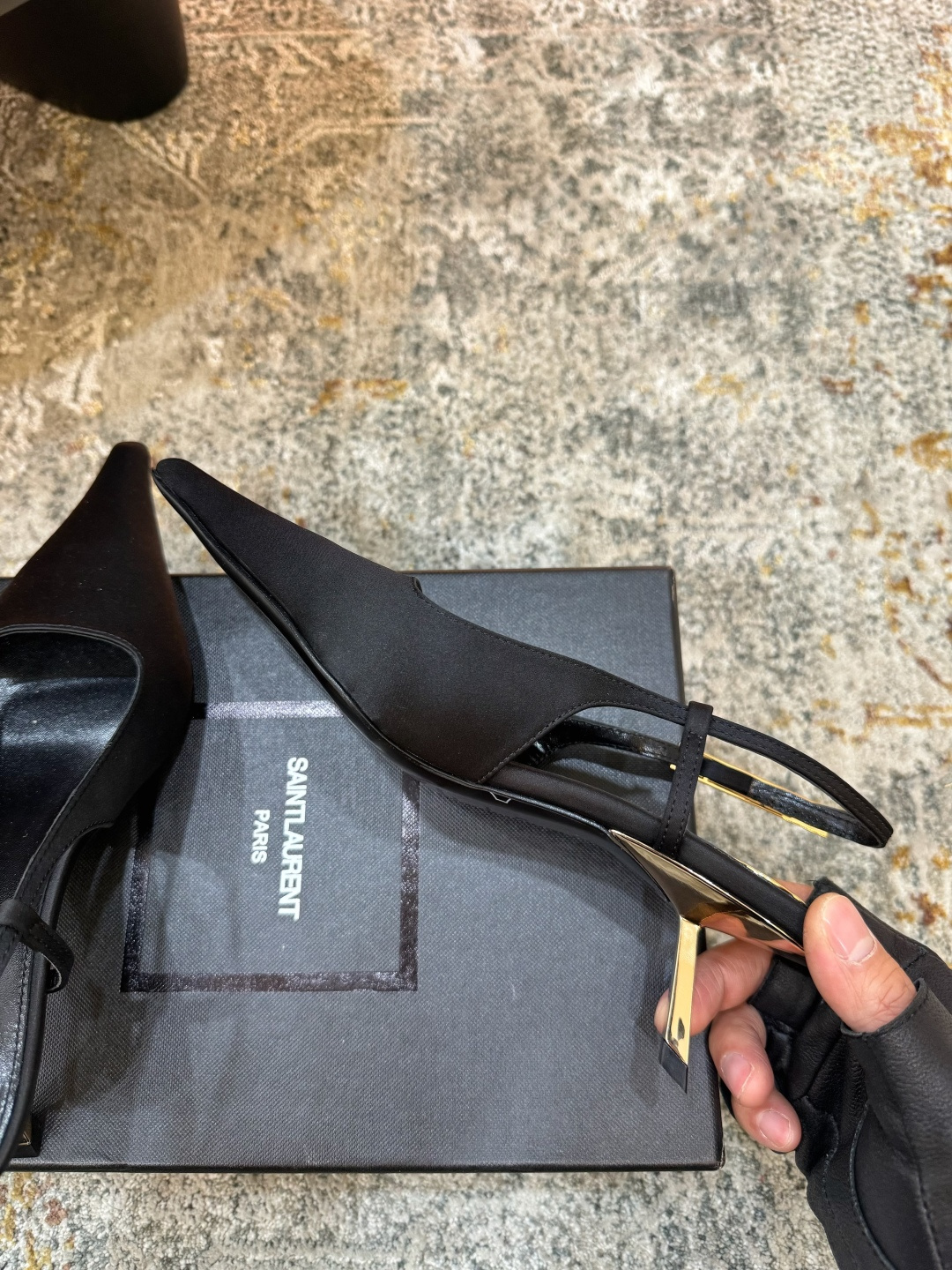 YSL 생로랑 페이턴트 미들 펌프스 힐 구두 신발 5.5cm