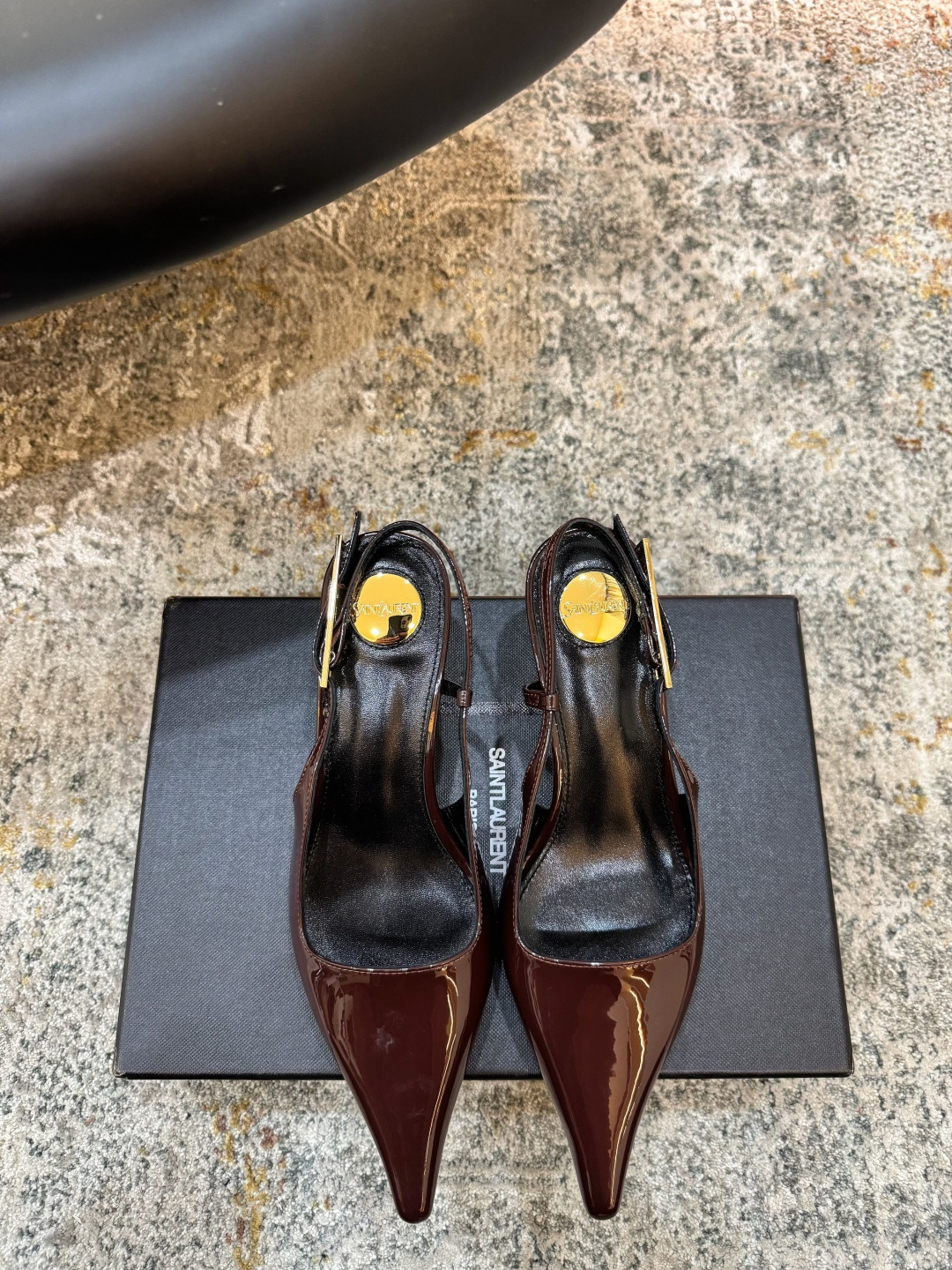 YSL 생로랑 페이턴트 미들 펌프스 힐 구두 신발 5.5cm