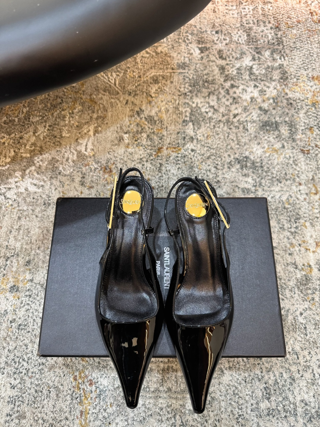 YSL 생로랑 페이턴트 미들 펌프스 힐 구두 신발 5.5cm