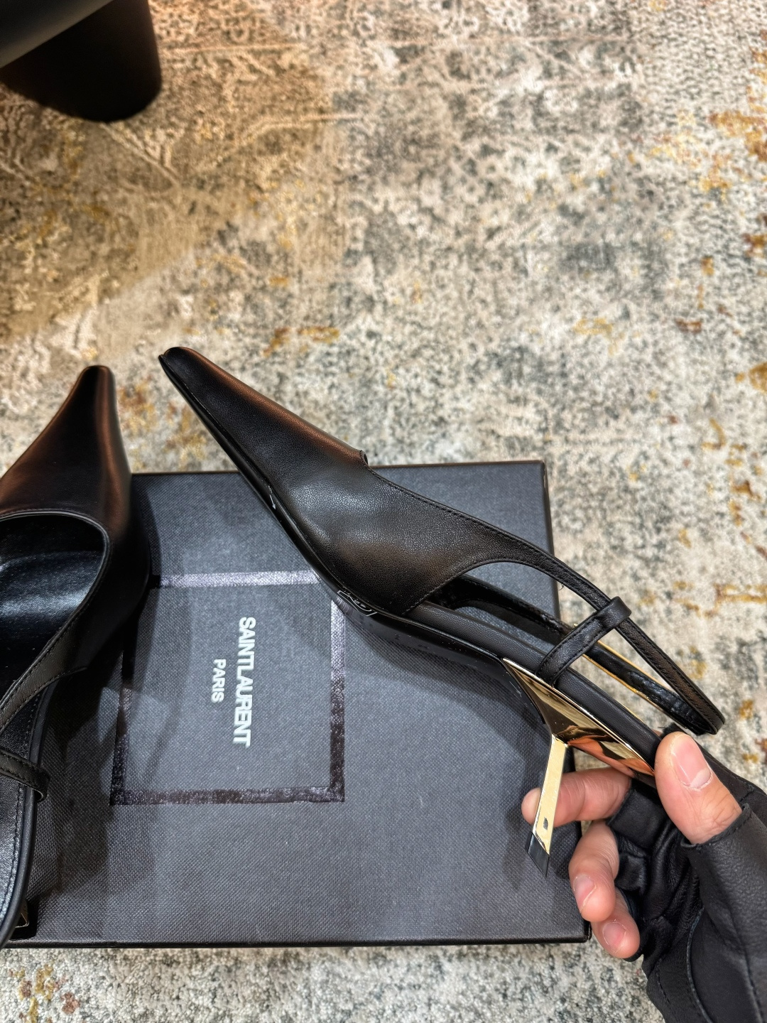 YSL 생로랑 페이턴트 미들 펌프스 힐 구두 신발 5.5cm