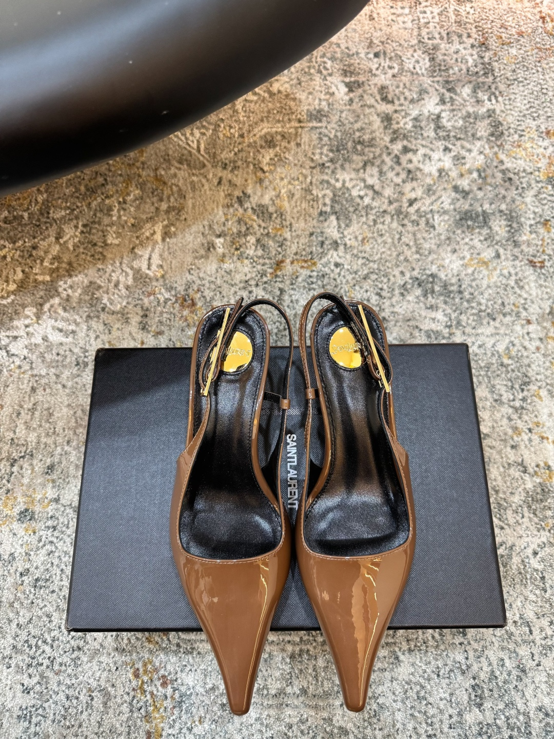 YSL 생로랑 페이턴트 미들 펌프스 힐 구두 신발 5.5cm