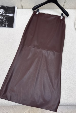 Brunello Cucinelli BC 브루넬로 쿠치넬리 프리미엄 PU 레더 롱 스커트 치마 의류