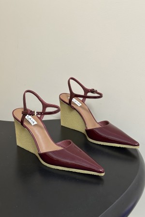 알라이아(ALAIA) 페이턴트 큐브 힐 슬링백 신발