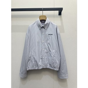 미우미우(MIU MIU) 블루 그레이 스트라이프 자켓 의류
