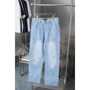 루이비통(LV) 멀티컬러 자수 모노그램 데님 팬츠 의류