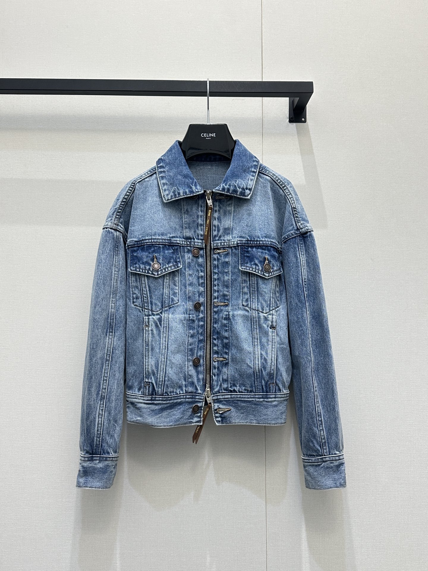 Celine 셀린느 레더 패치 투웨이 데님 자켓 재킷 의류