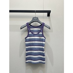 PRADA 프라다 스트라이프 로고 슬리브리스 민소매 나시 의류