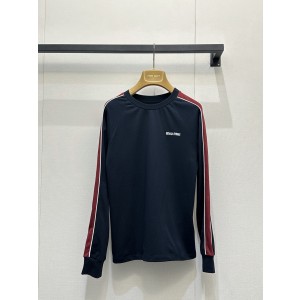 miumiu 미우미우 로고 자수 배색 긴팔 티셔츠 의류