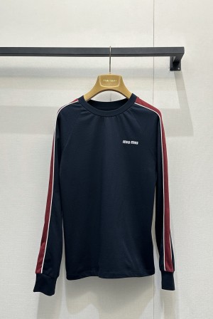 miumiu 미우미우 로고 자수 배색 긴팔 티셔츠 의류