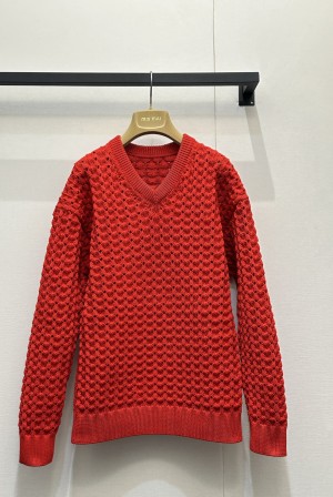 miumiu 미우미우 펀칭 기하학 패턴 V넥 긴팔 니트 의류