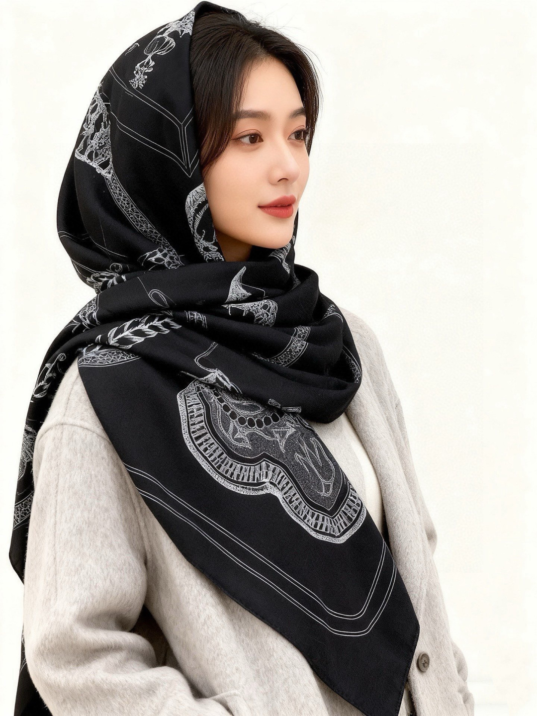 에르메스(HERMES) 캐시미어 실크 목도리 스카프