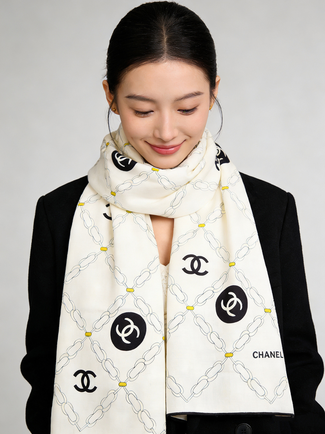 샤넬(CHANEL) 캐시미어 실크 숄 목도리 스카프