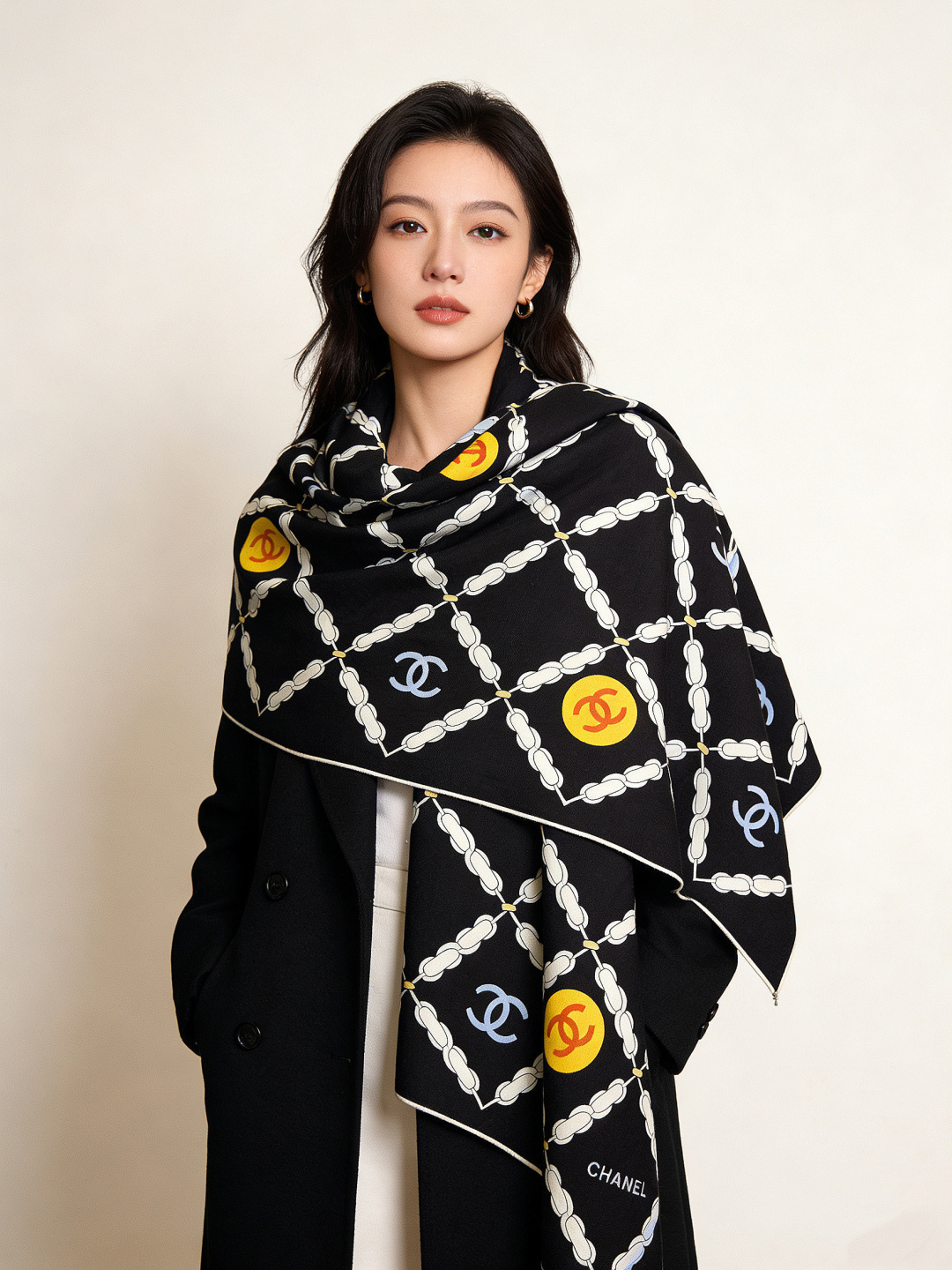 샤넬(CHANEL) 캐시미어 실크 숄 목도리 스카프