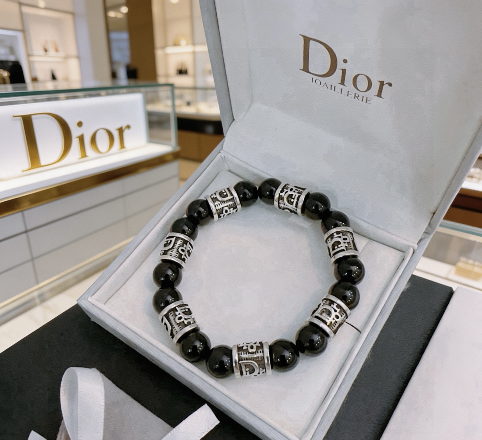 디올(DIOR) 마노 스톤 실버 팔찌 악세사리