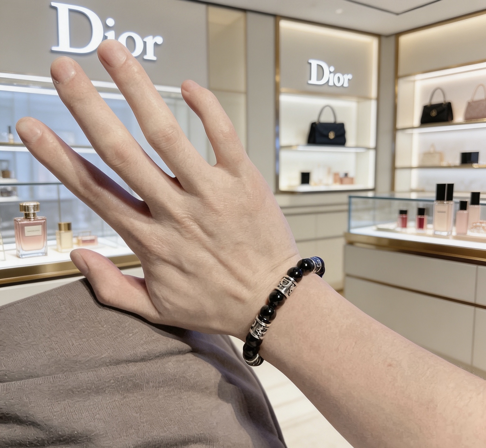 디올(DIOR) 마노 스톤 실버 팔찌 악세사리