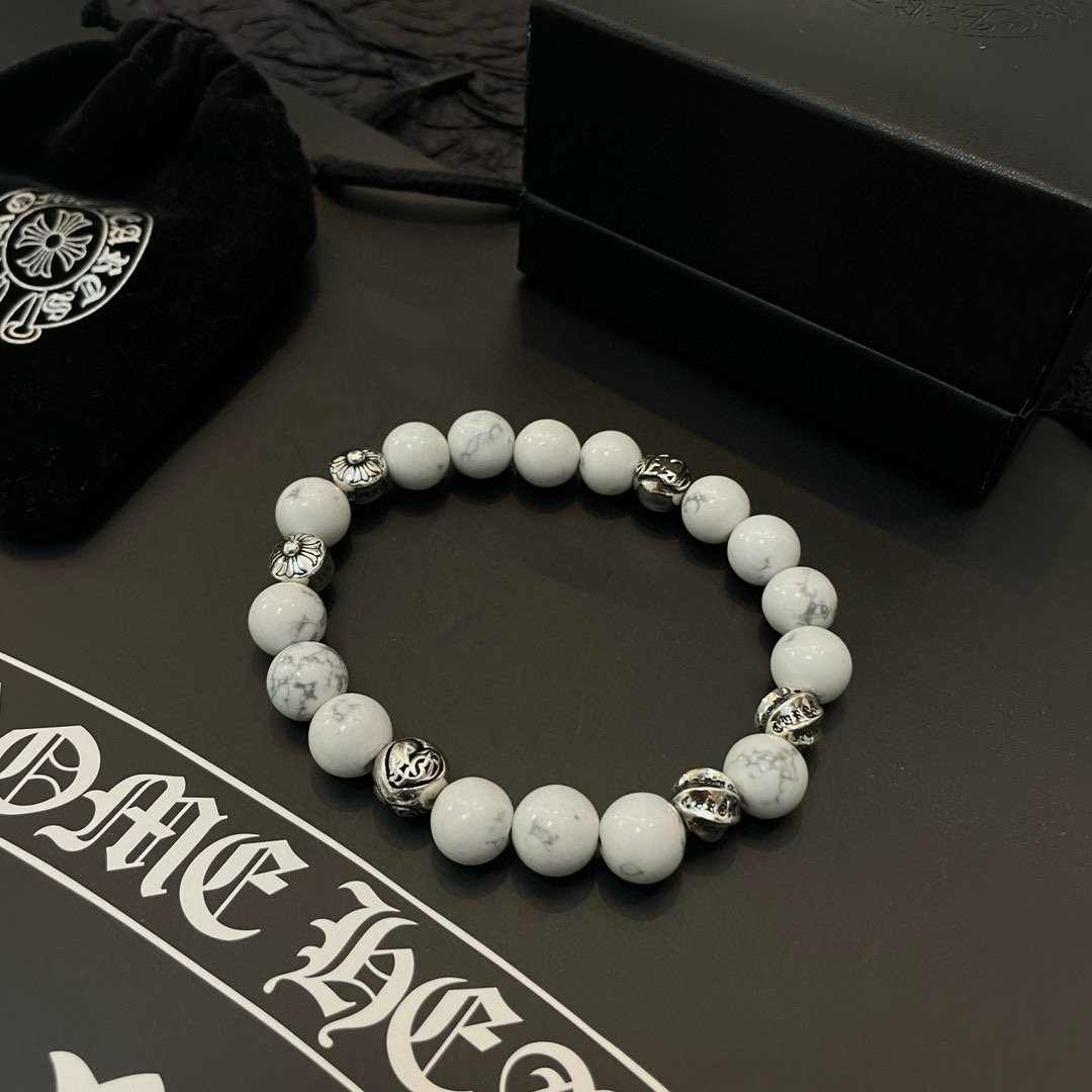 크롬하츠(Chrome Hearts) 화이트 터키석 멀티 비즈 팔찌 악세사리