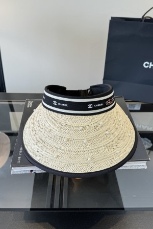 샤넬(CHANEL) 펄 라피아 썬캡 모자
